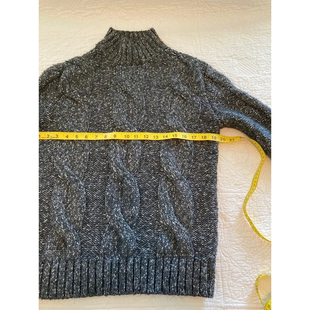 Banana Republic Charcoal Grey Marled Cable Knit Mock Neck Sweater Yak Hair Small